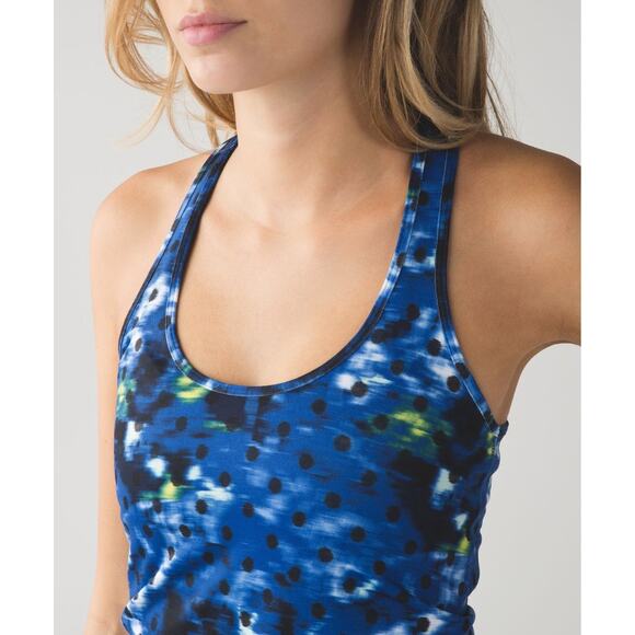 Lululemon Cool Racerback Windy Blooms Sapphire Blue Multi Tank Top Size 2 - Picture 1 of 8